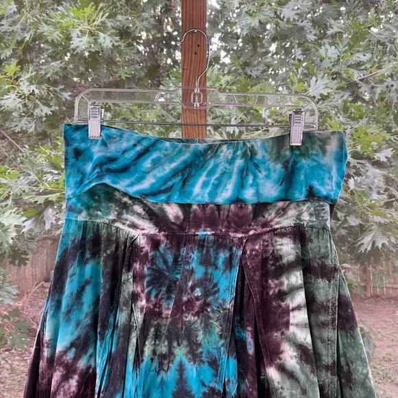 Women's Blue Colorful Tie-Dye Maxi Skirt Pull On Size 32" Waist - Picture 3 of 7